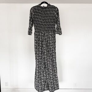 Mimi + Daphine Black and White Floral Romper with Pockets Medium